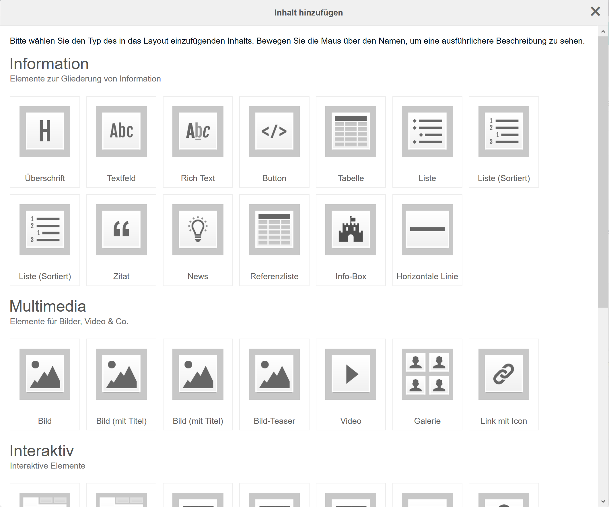 ContentBlocks Neues Feld - Erweitert