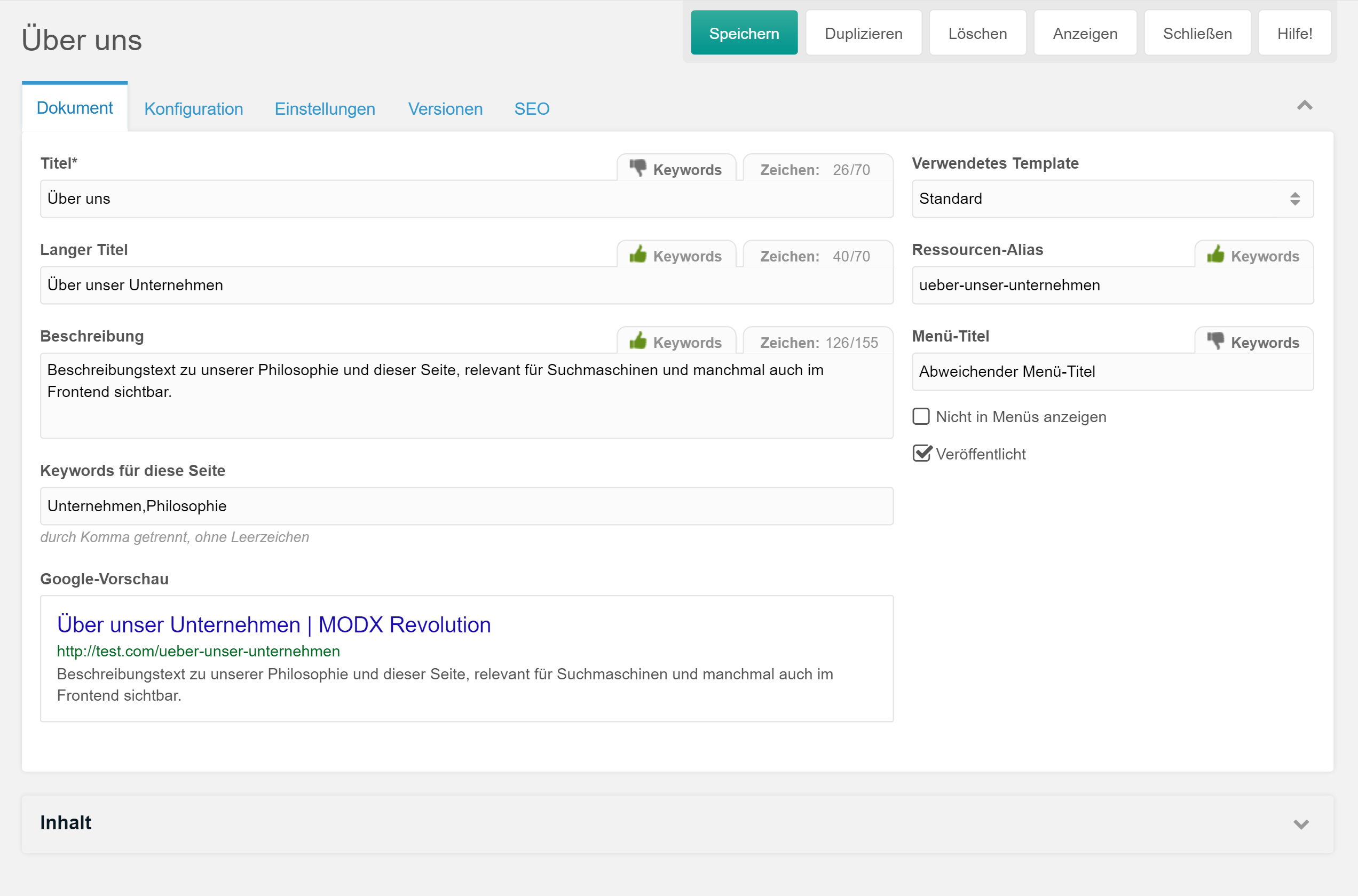 MODX Dokument ändern